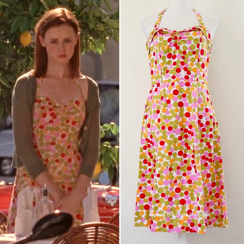 Rare Y2K Vintage Retro Polka Dot Midi Dress Alt. ASO Rory in Gilmore Girls